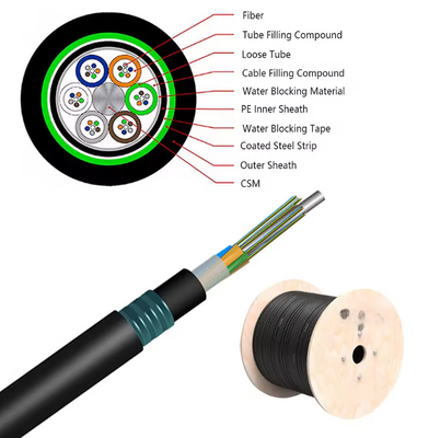 GYTA53 144 Core Single Mode Direct Burial Fiber Optic Cable