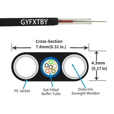 GYFXTBY Outdoor Fiber Optic Cable 6 Core G.652D PE Sheath
