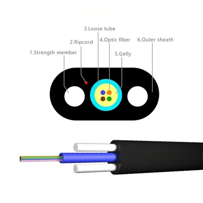 Dış Fiber Optic Kablosu GYFXTBY 8 çekirdek Flat Drop Kablosu Metal olmayan hava kablosu