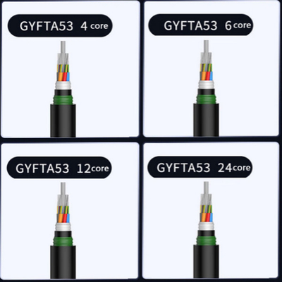 Direct Burial Fiber Cable SM G652D Outdoor Fiber Optic Cable GYFTA53