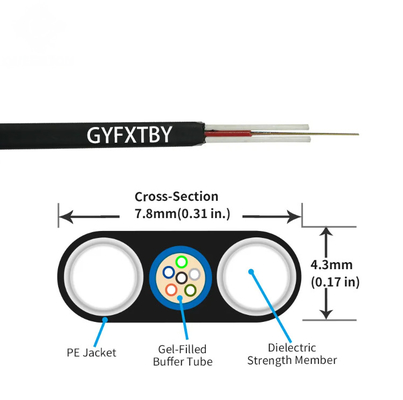 Kabel światłowodowy zewnętrzny płaski FTth Drop Kabel HDPE G652D GYFXTBY 2 4 6 Rdzeń Kabel światłowodowy FRP
