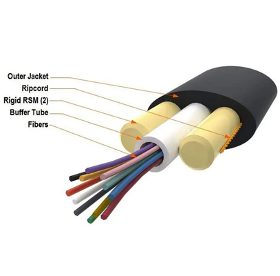 GYFXTBY Outdoor Flat Drop Fiber Optic Cable 12 Core Aerial PE Sheath