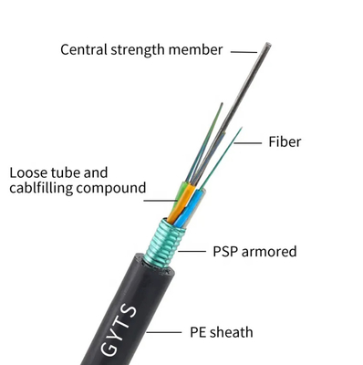 36 Core Armored Duct Cable GYTS-36B1.3 Steel Tape PE Jacket