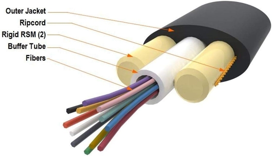 12CT Flat Drop Fiber Optic Cable Single Mode Aerial 5000ft Reel