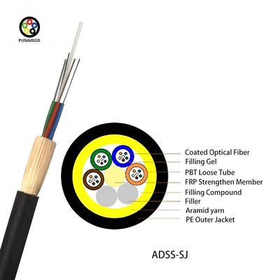 ADSS 광섬유 케이블 ADSS-D 이중층 항공 광섬유 케이블 12-24-48-96-144 코어