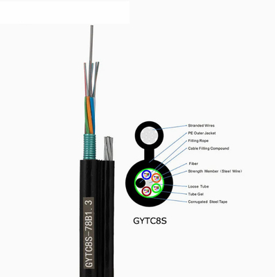 기상 그림 8 FRP 강철 선과 함께 자부장 장갑 광섬유 케이블 GYTC8S