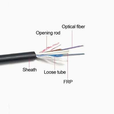 ASU 12-Core Aerial Fiber Optic Cable Black PE Sheath FRP Strength