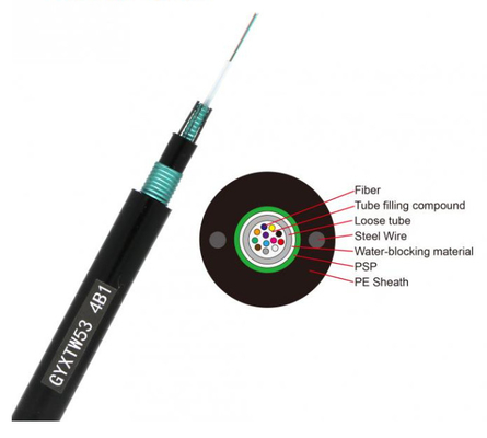 야외 광섬유 케이블 GYXTW53 G652D SM 24 48 코어 장갑 광섬유 케이블